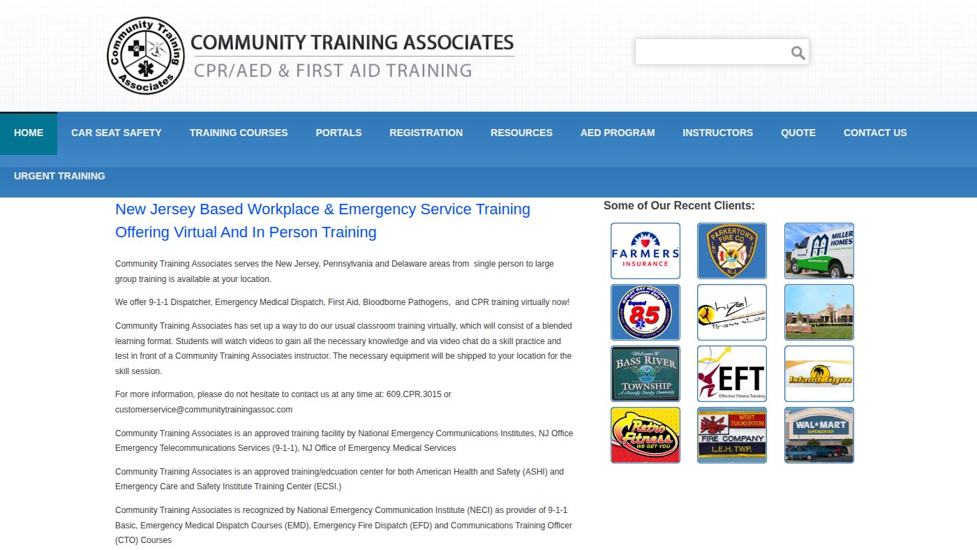 The home page of communitytrainingassoc.com