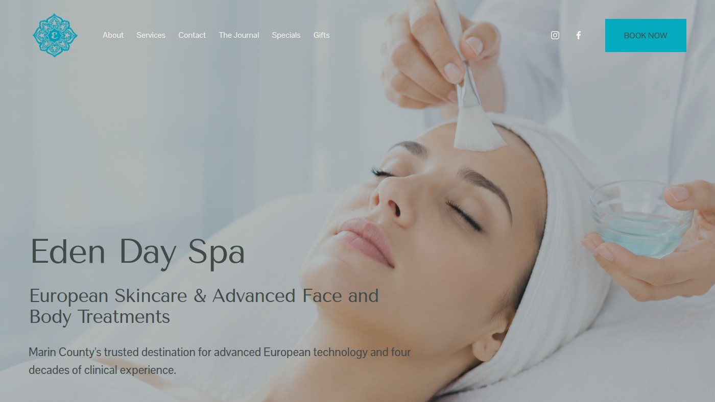 The home page of edendayspa.com