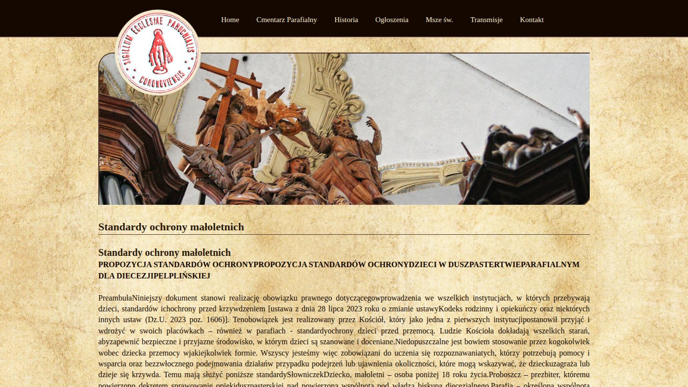 The home page of parafiakoronowo.pl