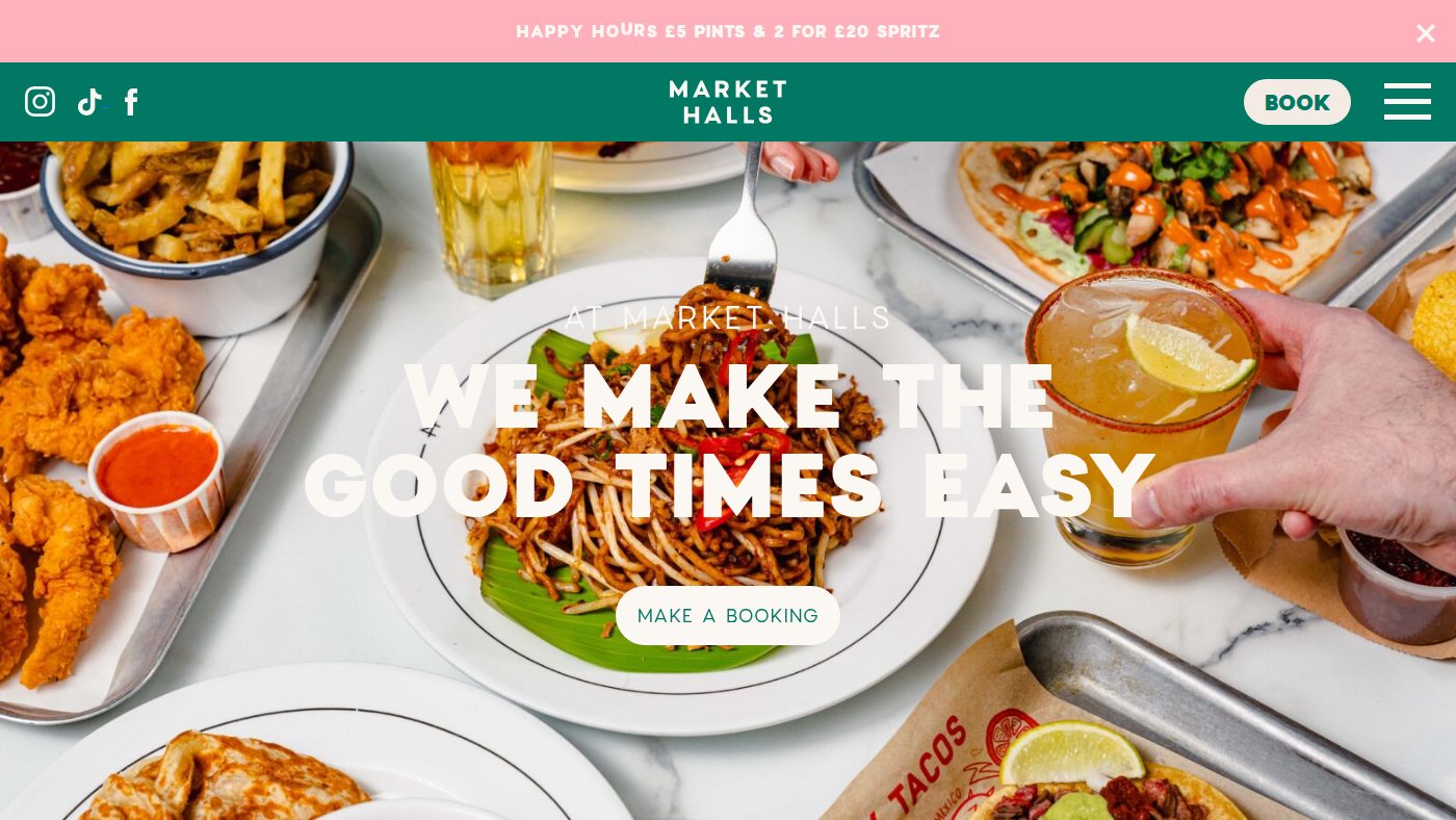 The home page of markethalls.co.uk