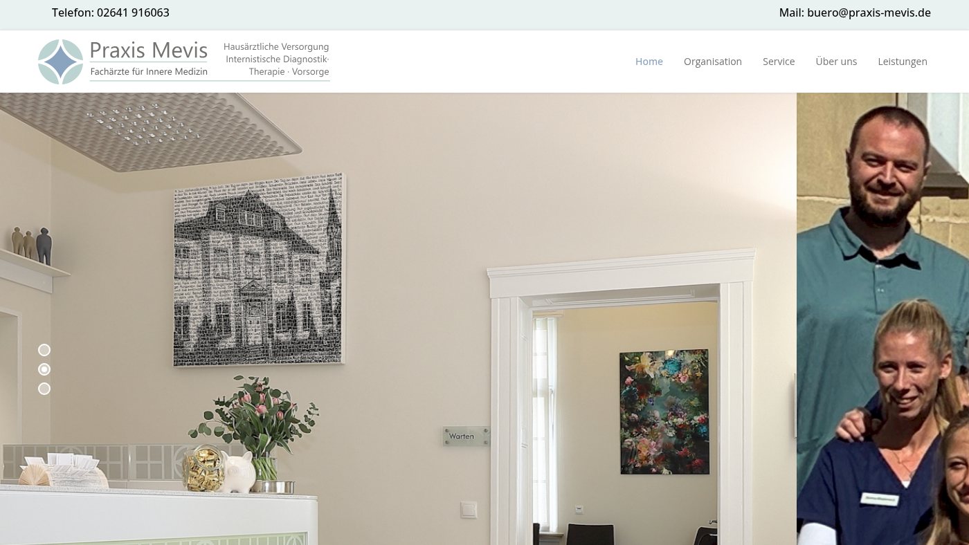 The home page of praxis-mevis.de