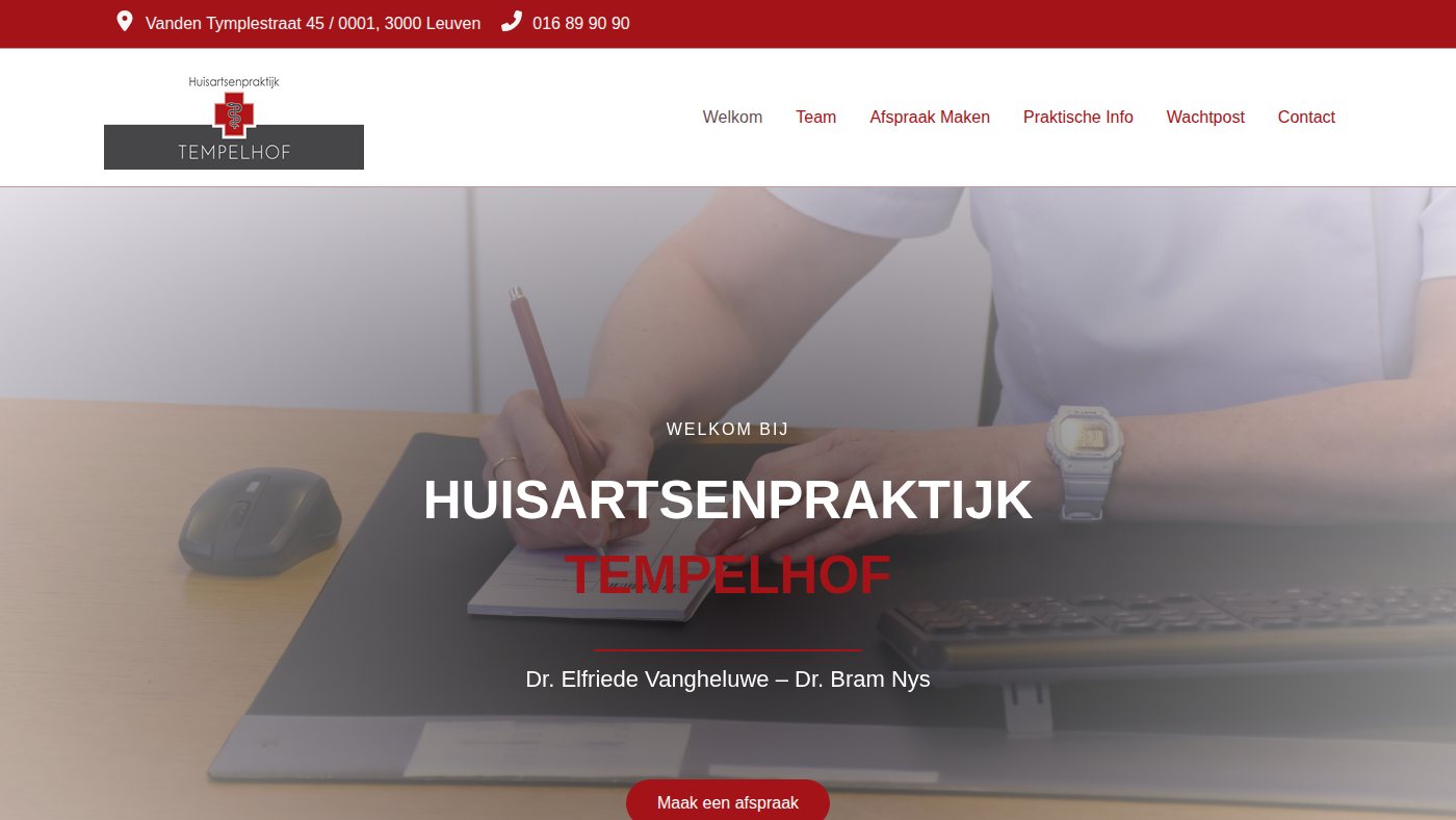 The home page of huisartsenpraktijktempelhof.be