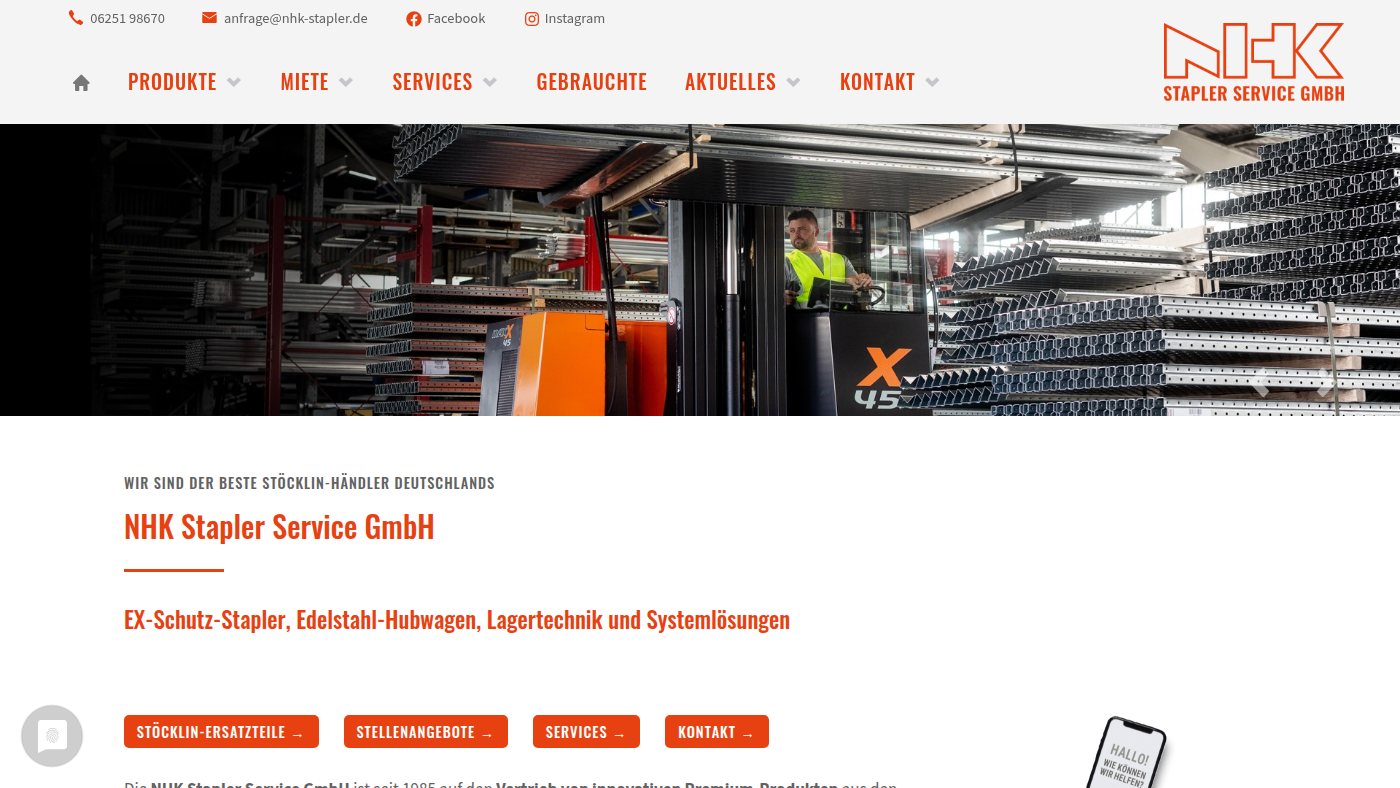 The home page of nhk-stapler.de