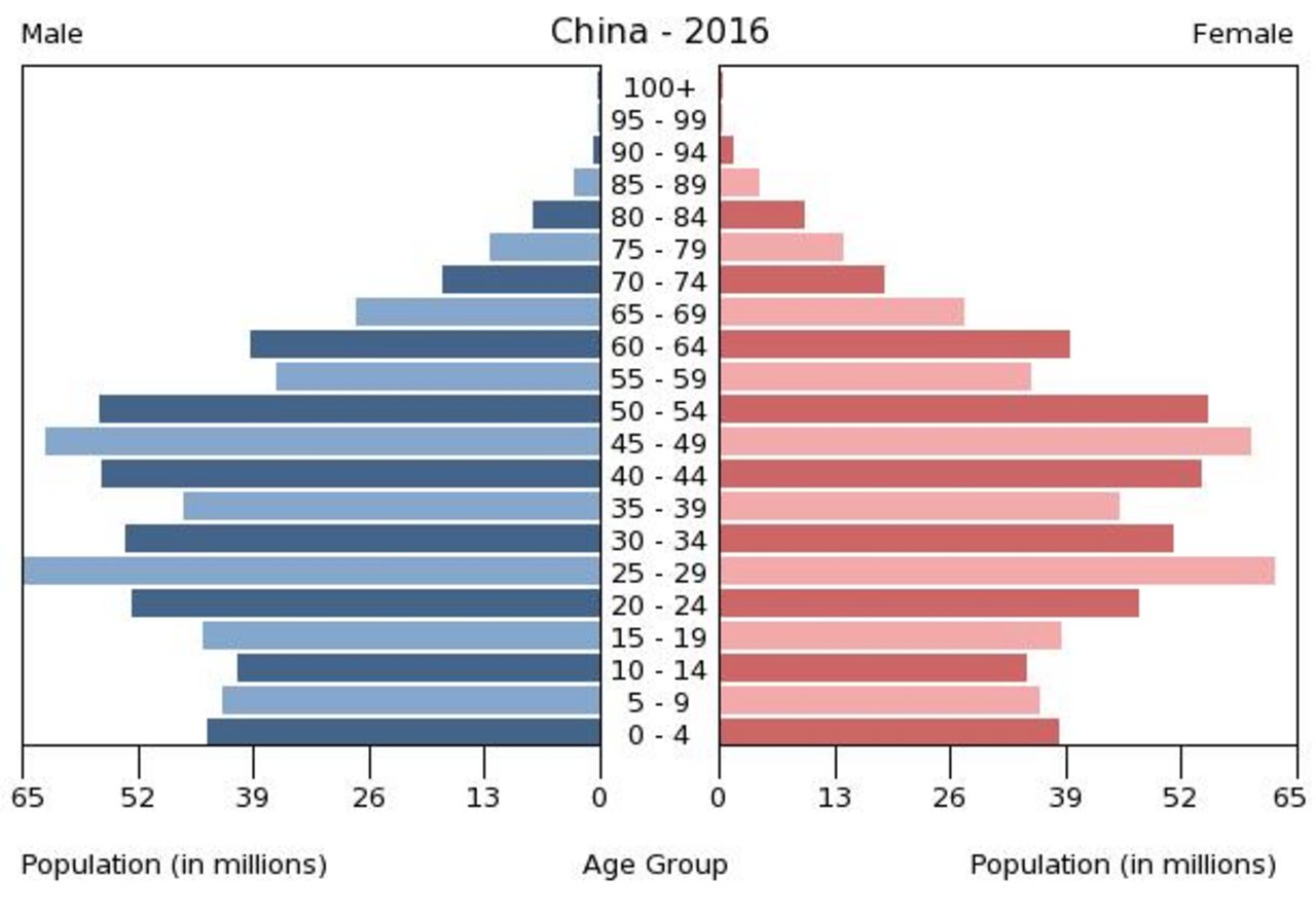 Bevölkerungspyramide Chinas 2016