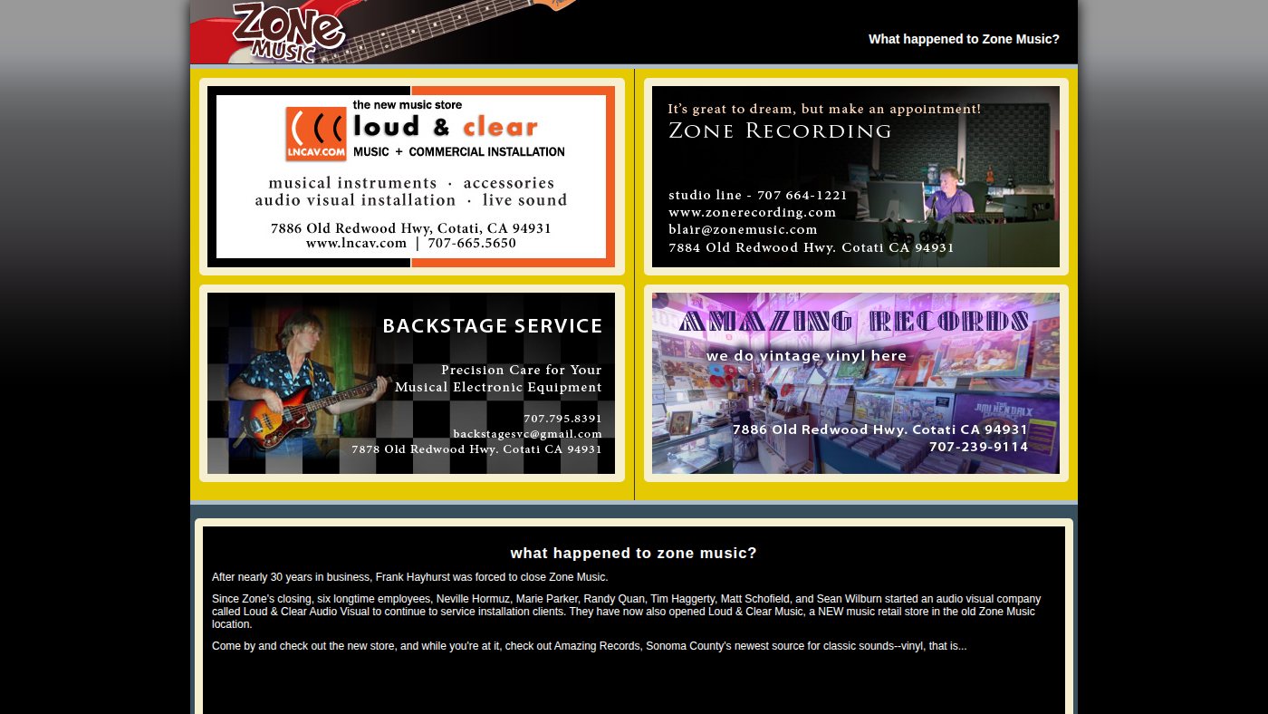 The home page of zonemusic.com