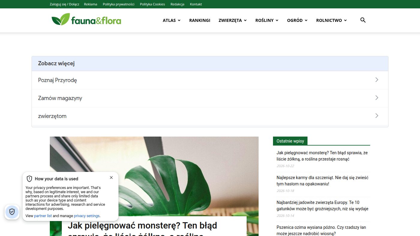 The home page of faunaflora.com.pl