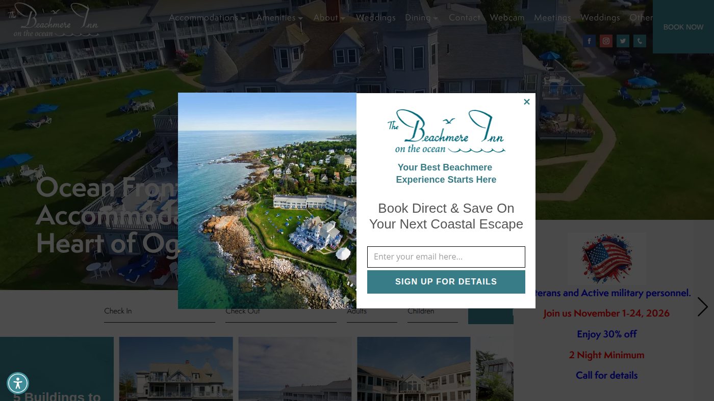 The home page of beachmereinn.com