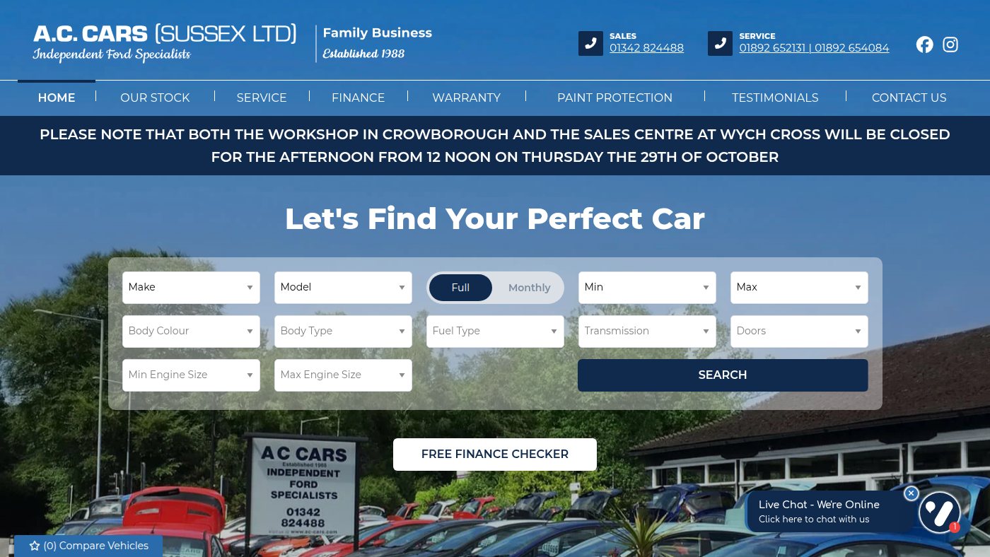 The home page of ac-cars.com
