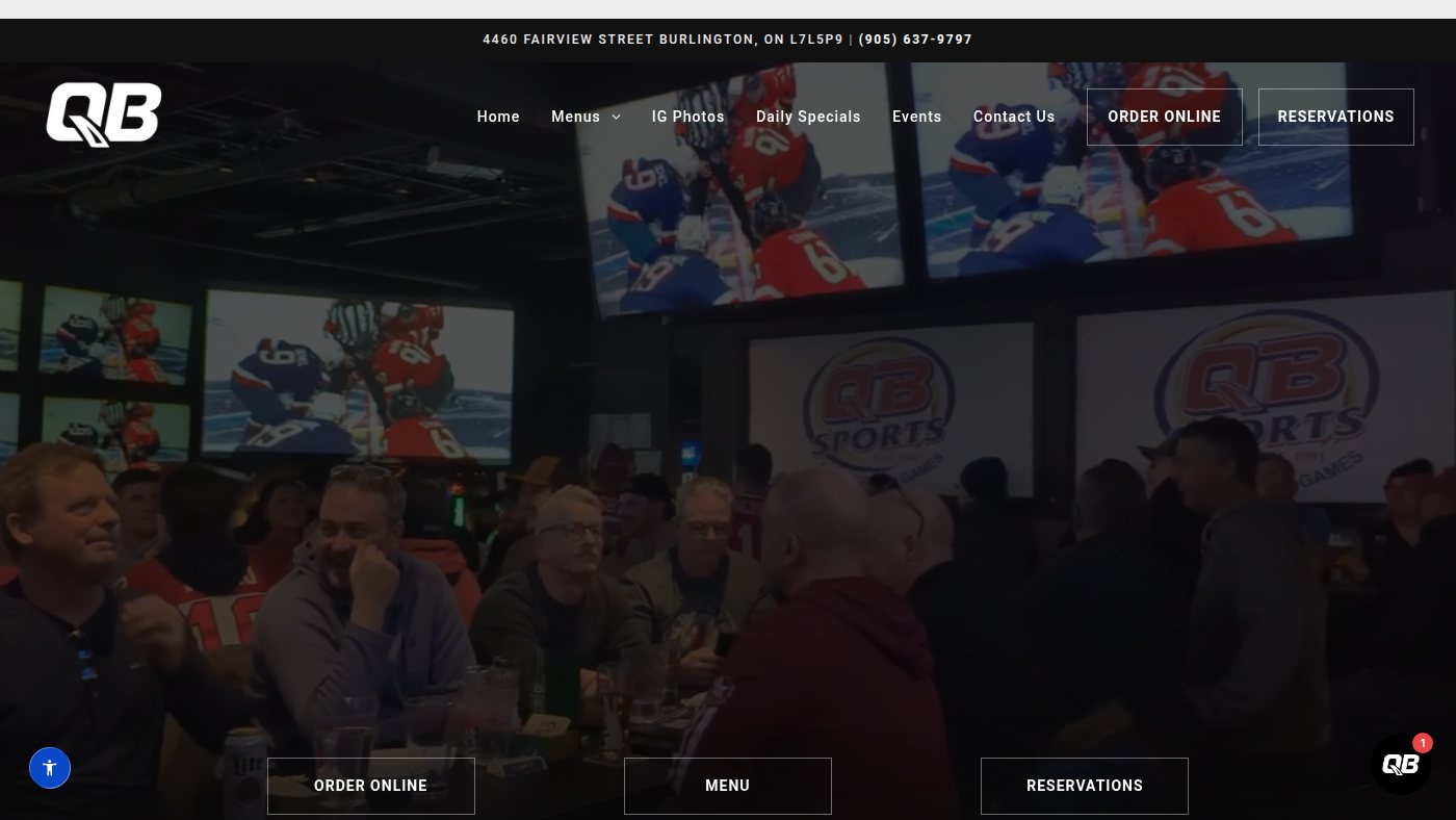 The home page of qbsports.ca