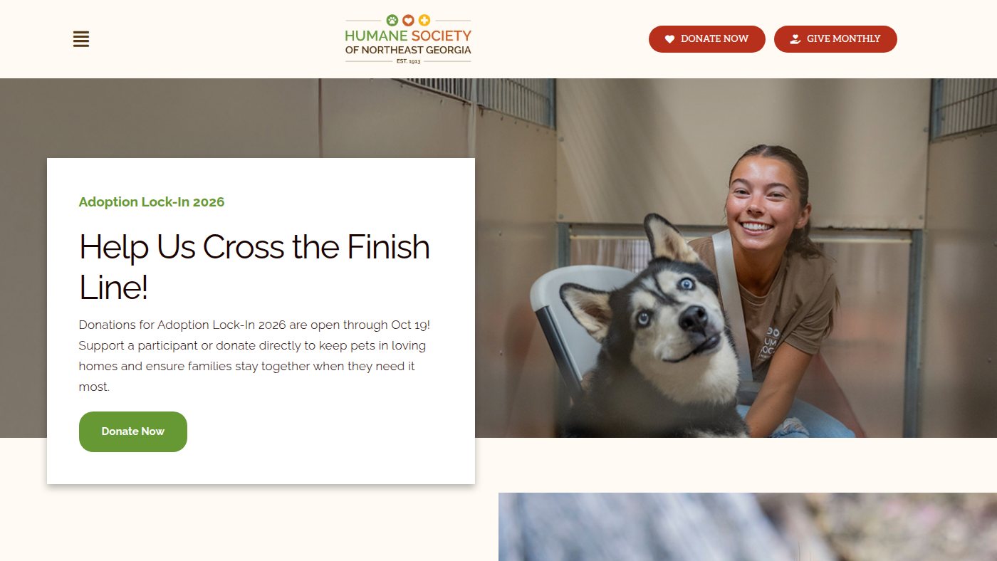 The home page of humanesocietyofnortheastgeorgia.org