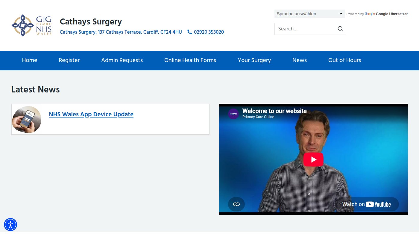 The home page of cathayssurgery.co.uk