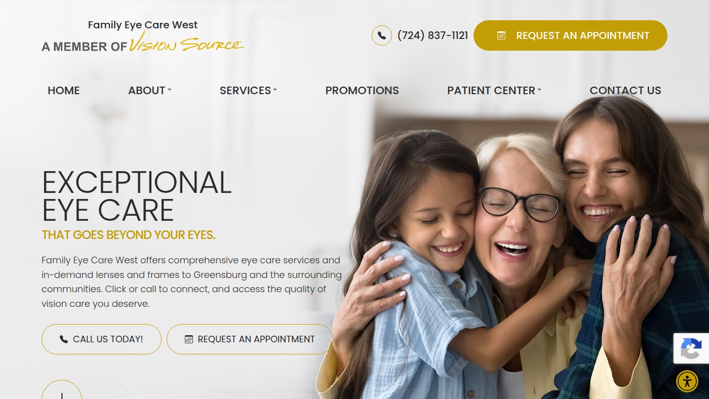 The home page of visionsource-familyeyecarewest.com