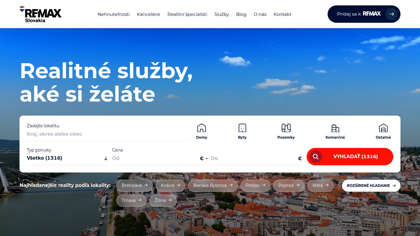 The home page of remax-slovakia.sk