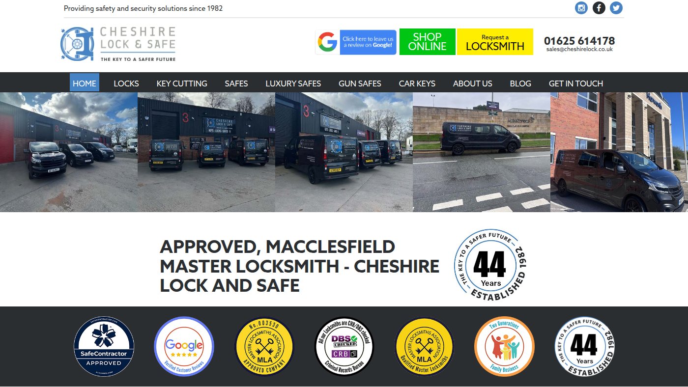 The home page of cheshirelock.co.uk