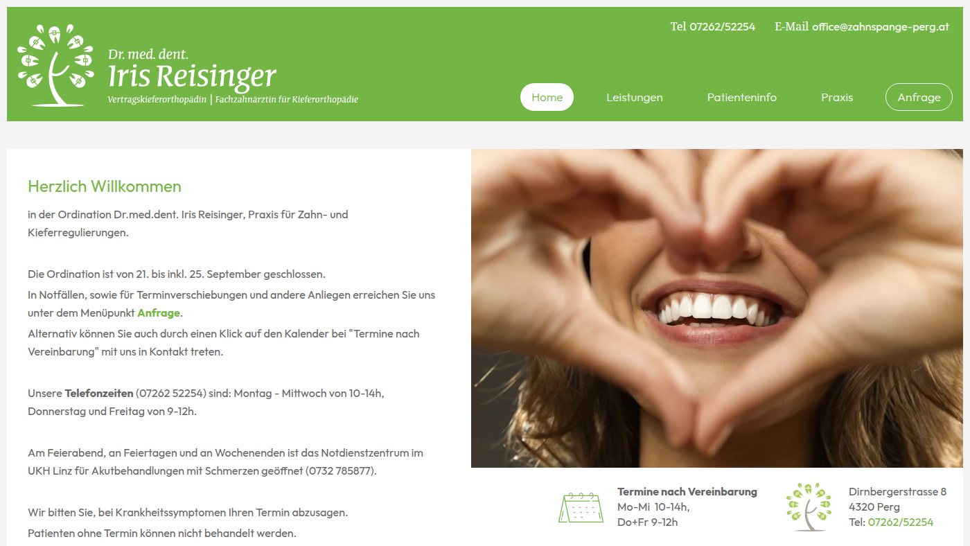 The home page of zahnspange-perg.at