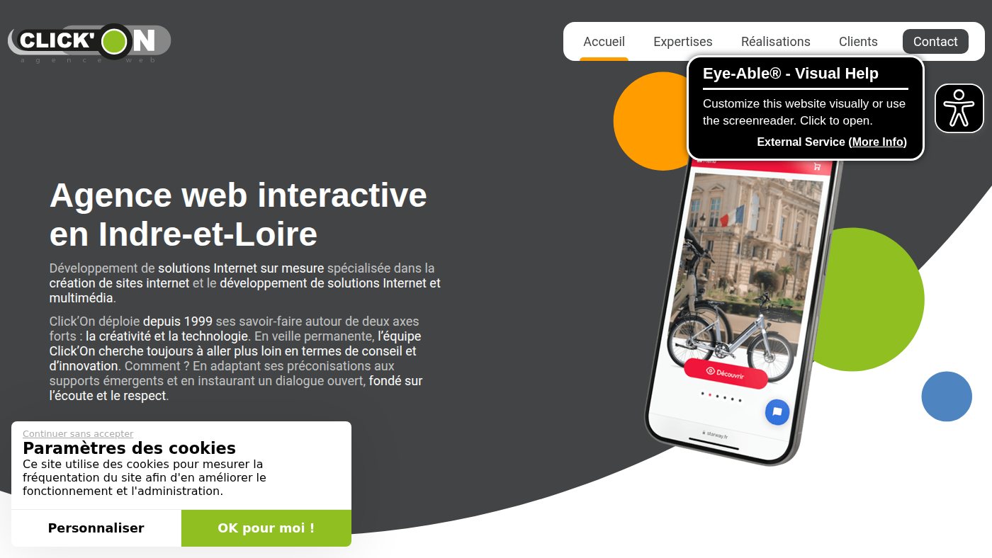 The home page of click-on.fr