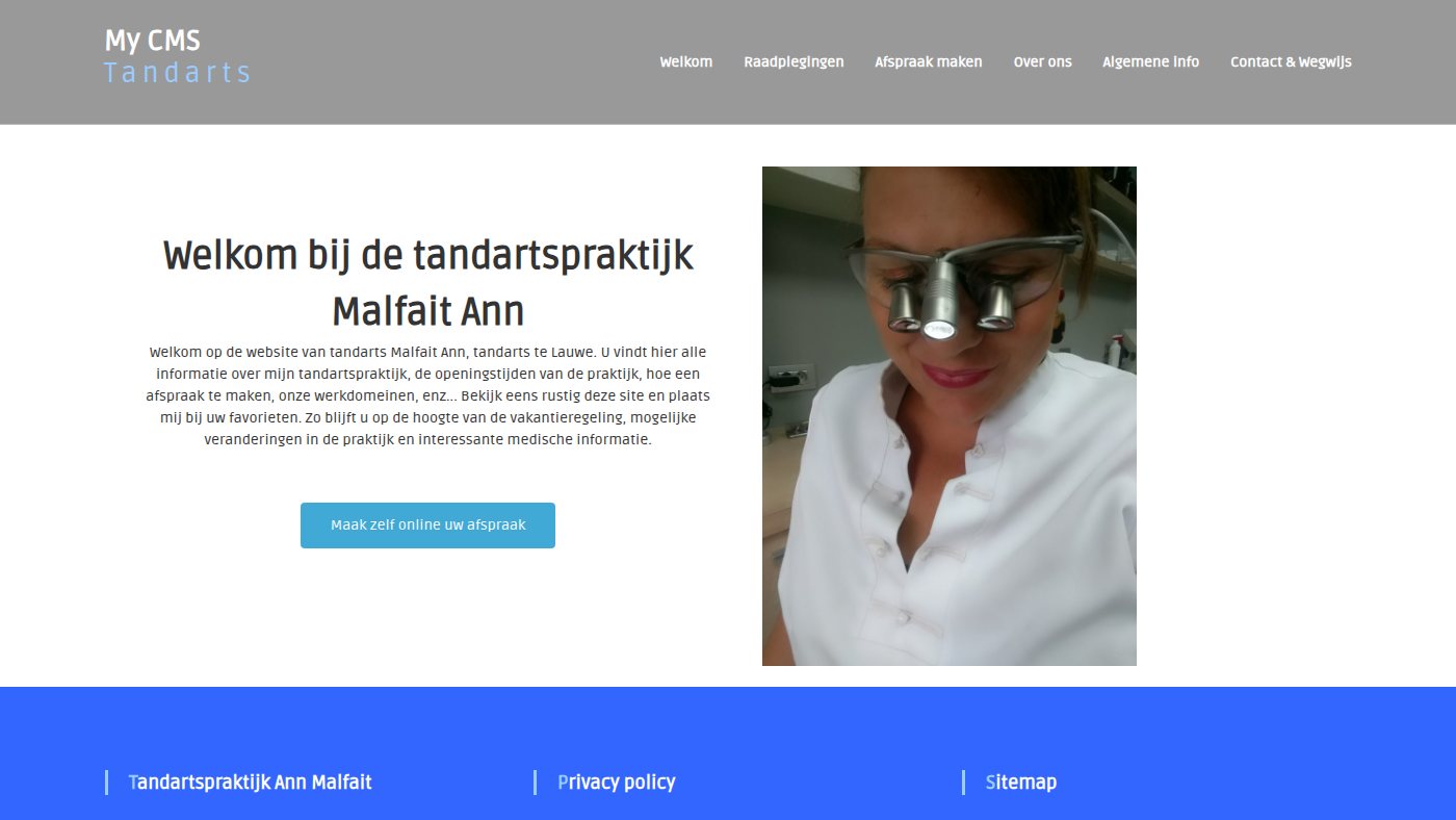 The home page of tandartsannmalfait.be