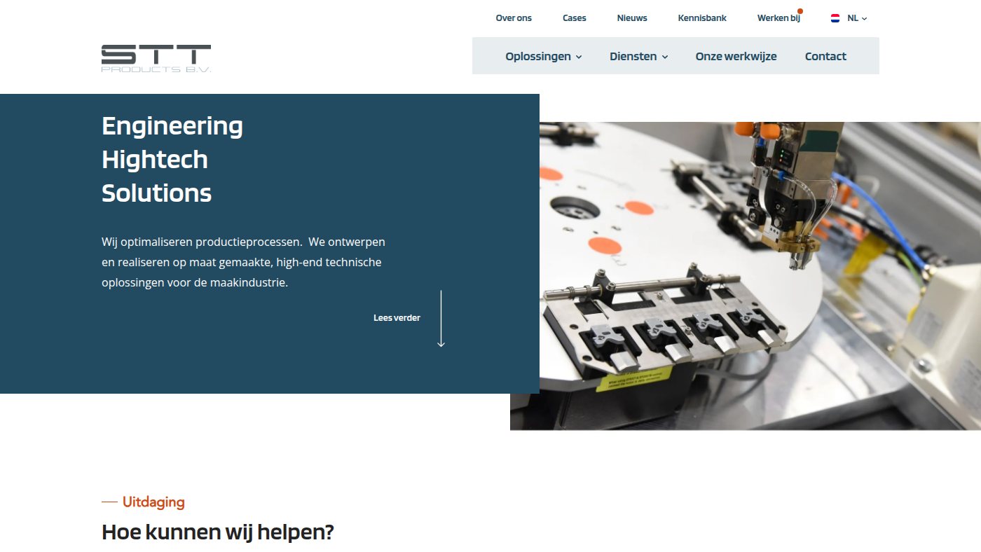 The home page of sttproducts.nl