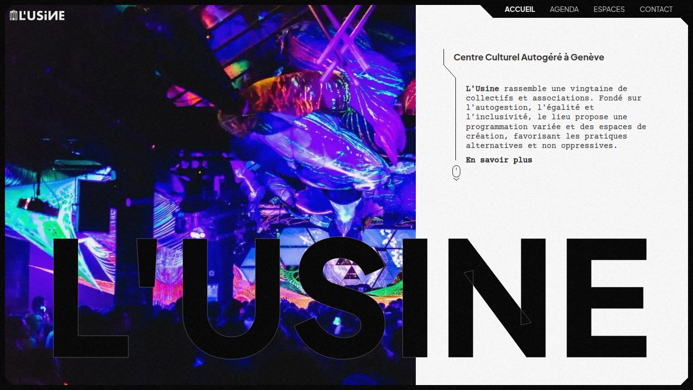 The home page of usine.ch