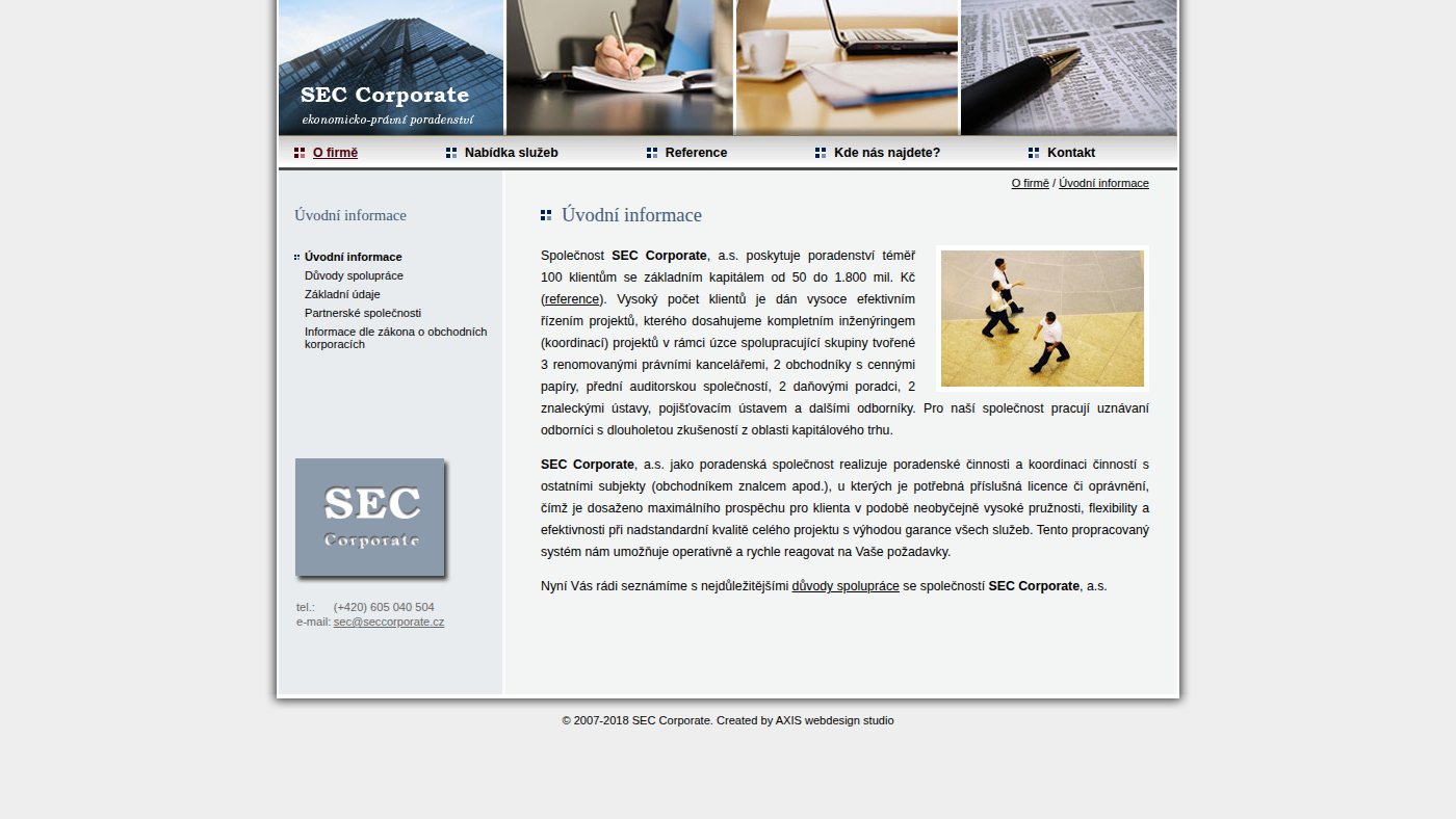 The home page of seccorporate.cz
