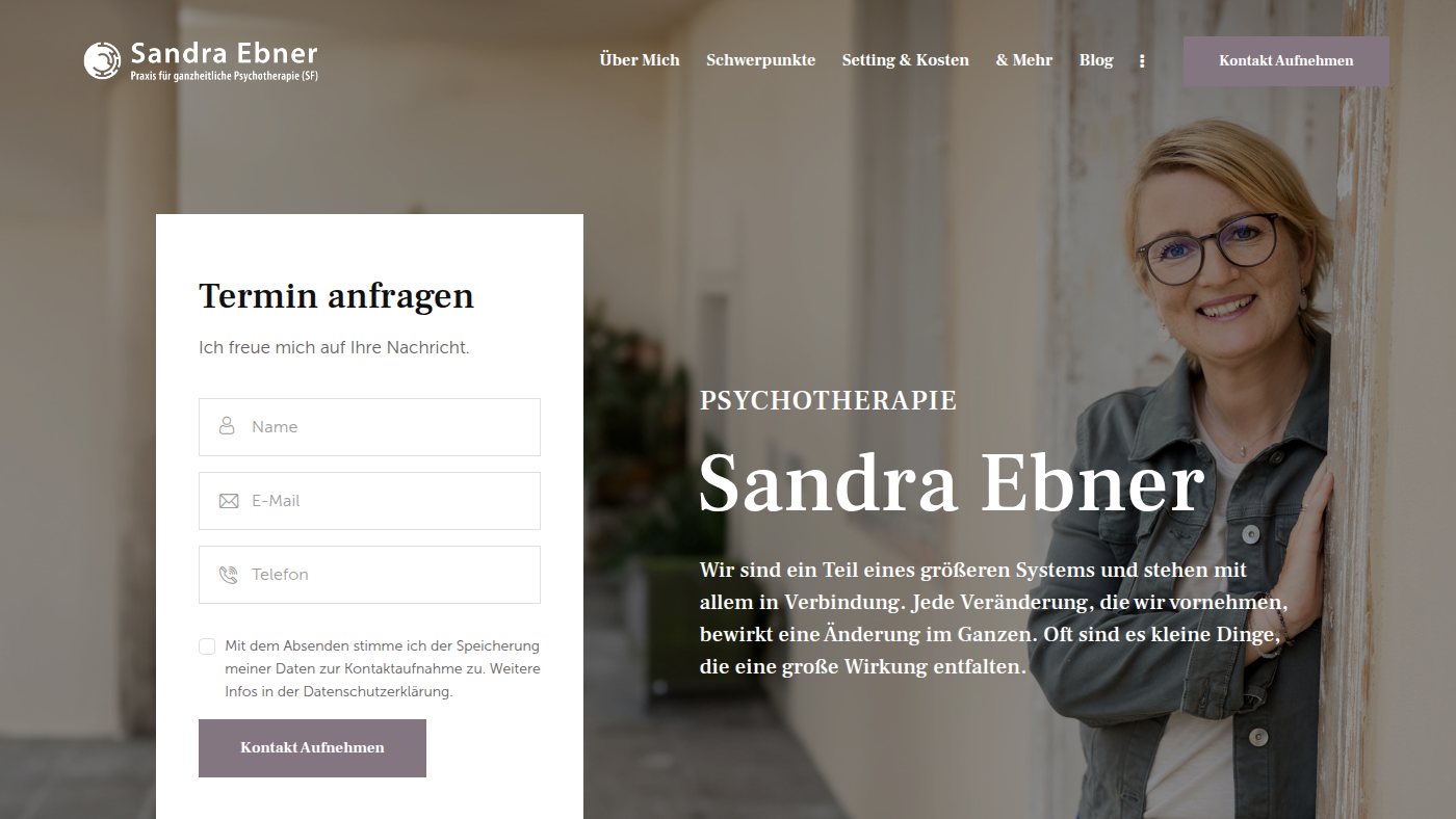The home page of sandraebner.com