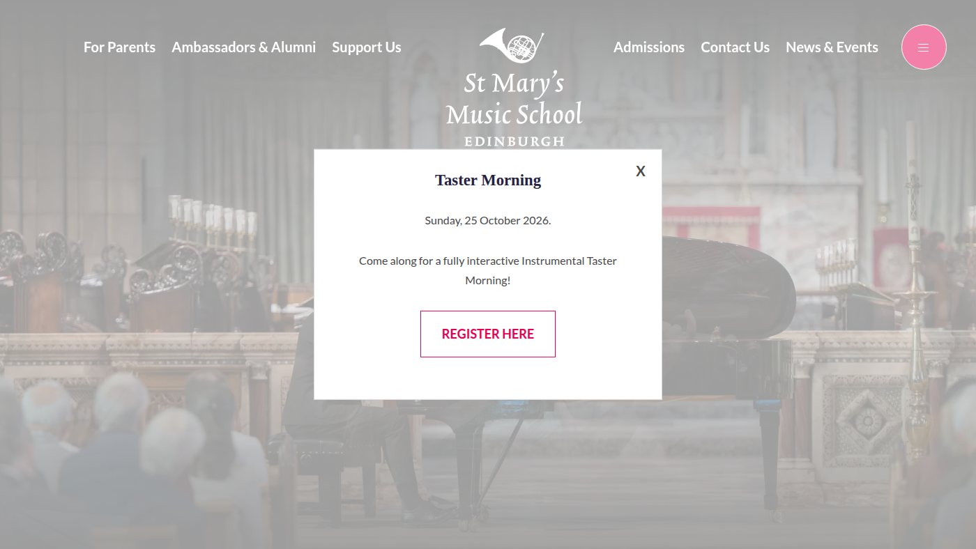 The home page of stmarysmusicschool.co.uk