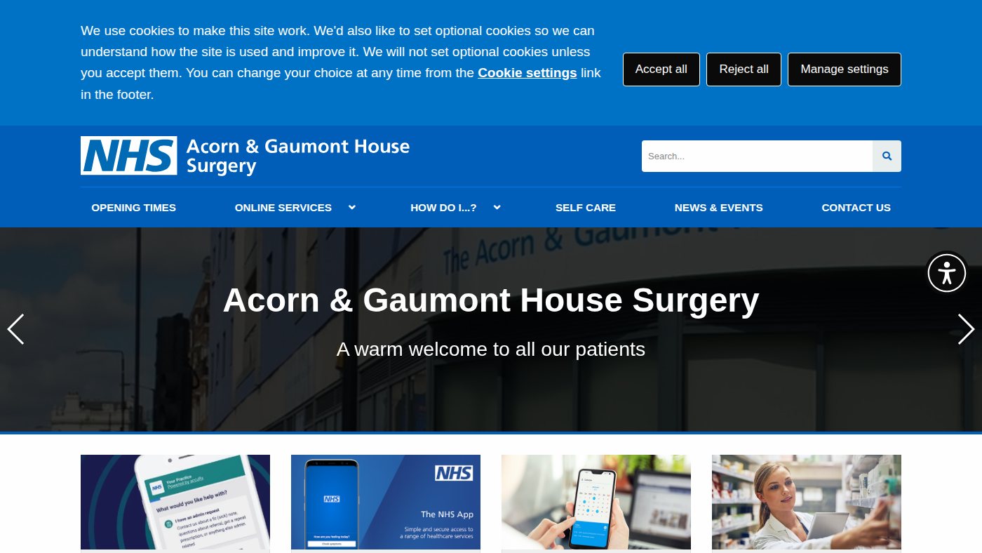 The home page of acorn-gaumont.nhs.uk