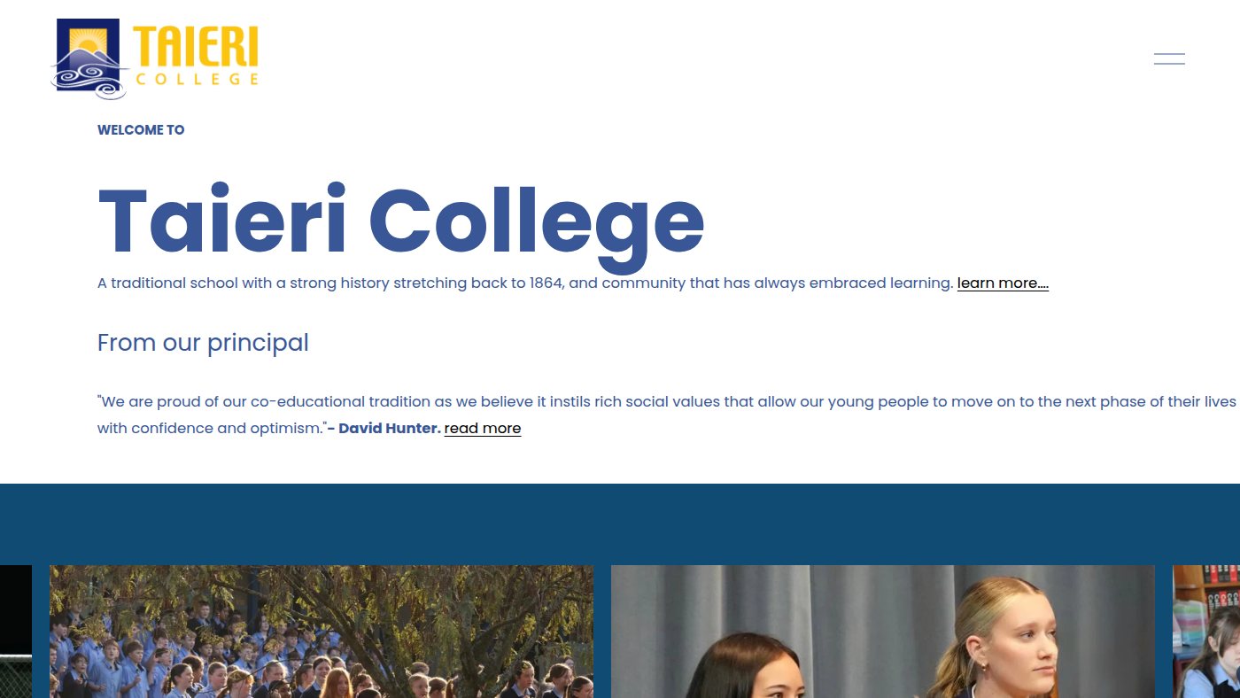 The home page of taieri.school.nz