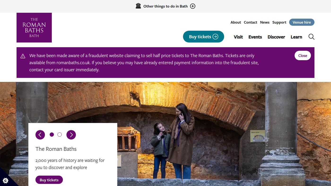 The home page of romanbaths.co.uk