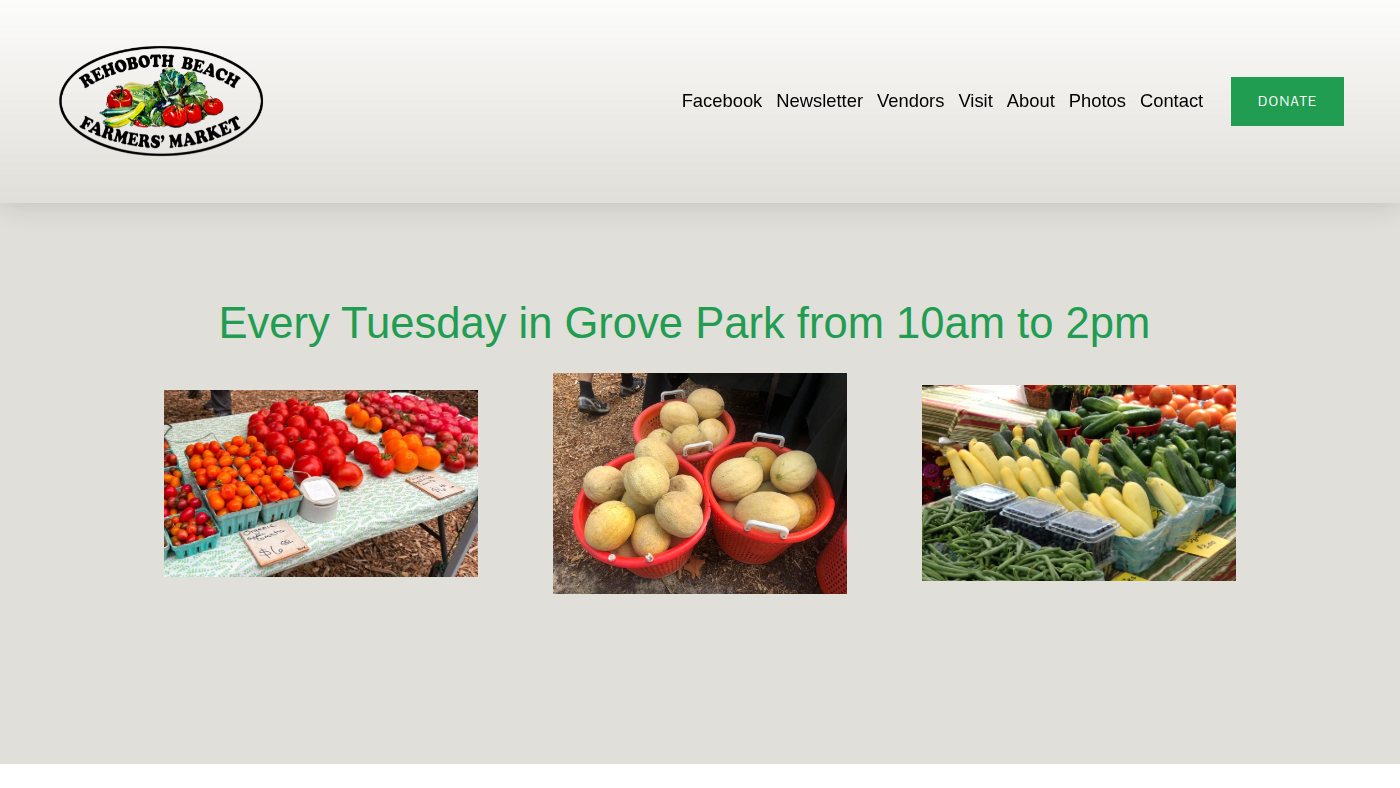 The home page of rbfarmersmarket.com