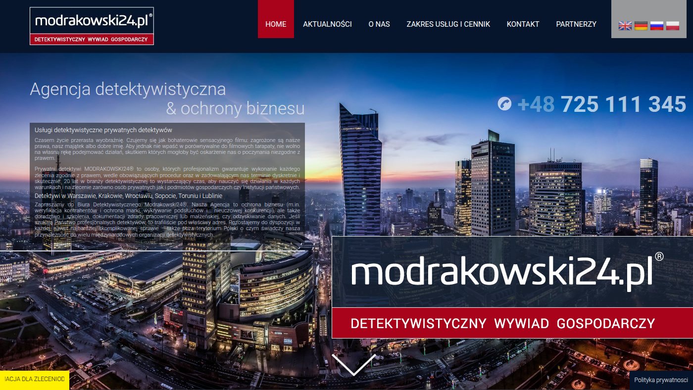 The home page of modrakowski24.pl