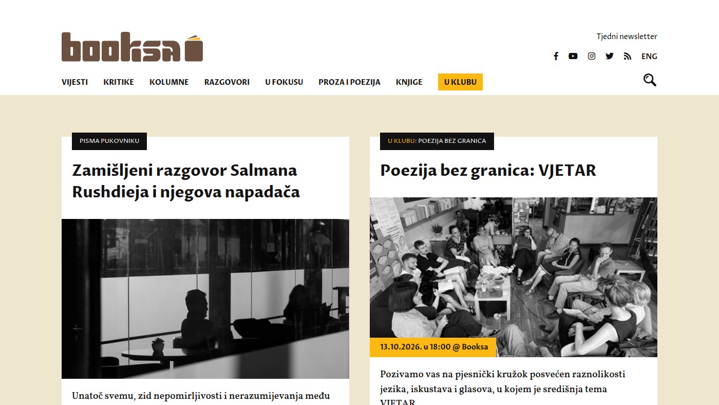 The home page of booksa.hr