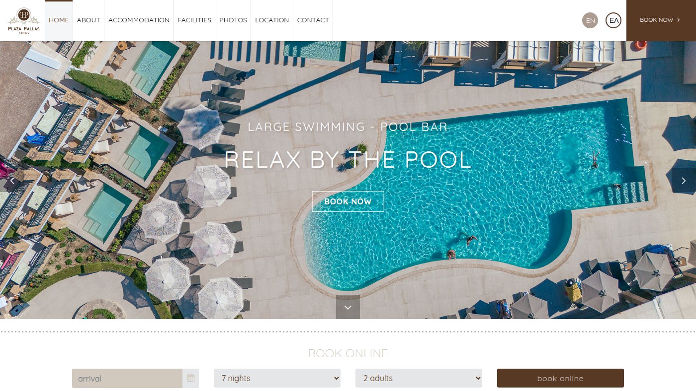 The home page of plazapallas.gr