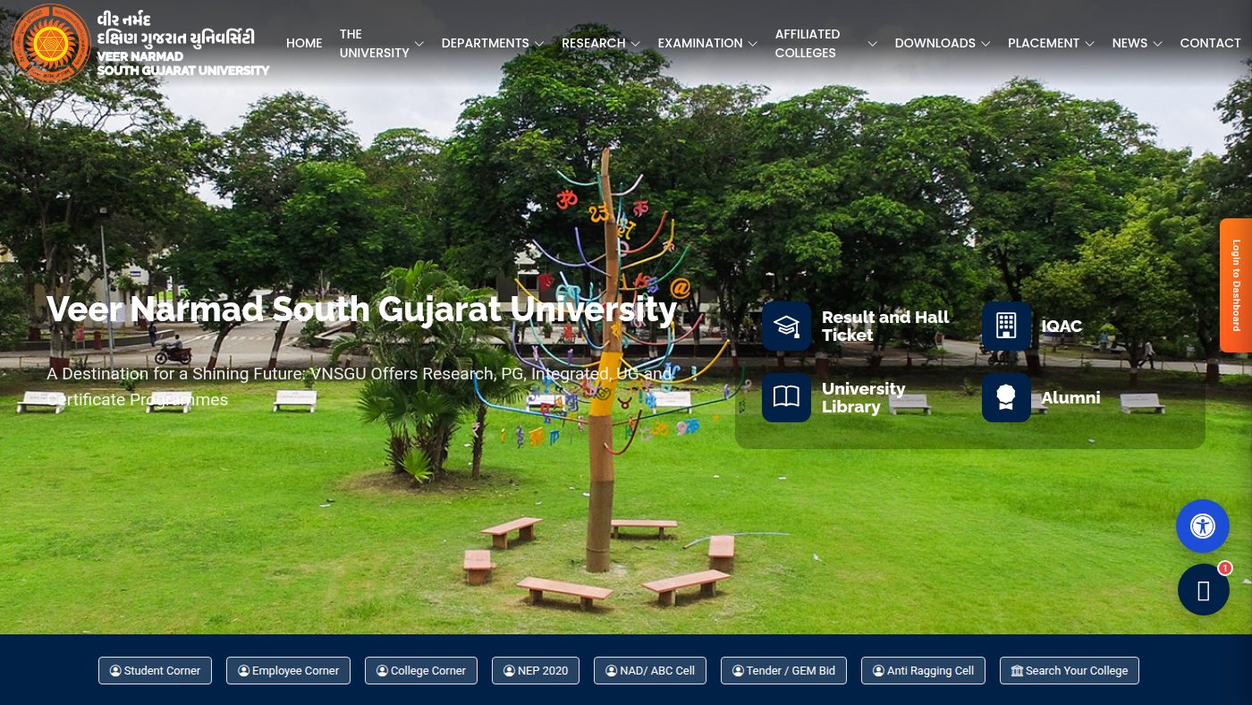 The home page of vnsgu.ac.in