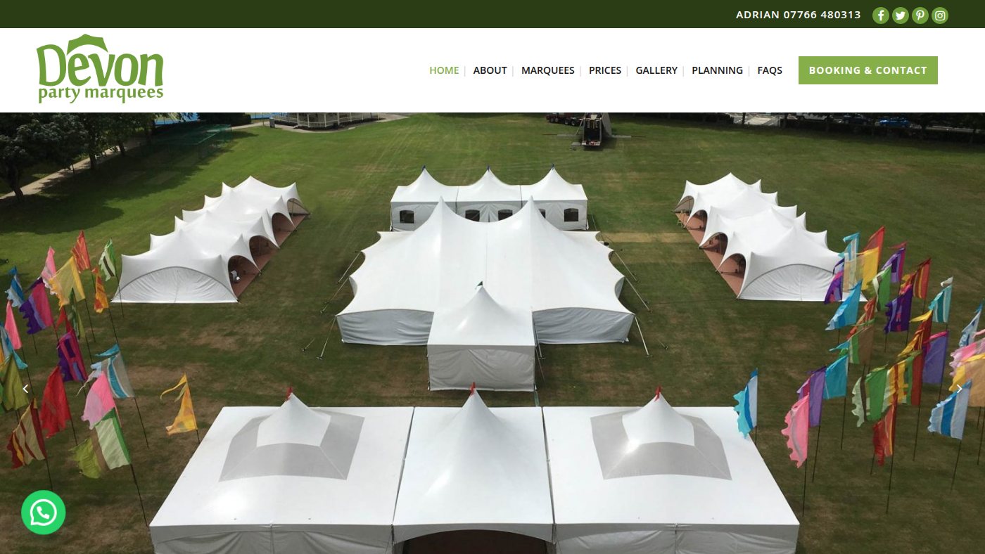 The home page of devonpartymarquees.co.uk