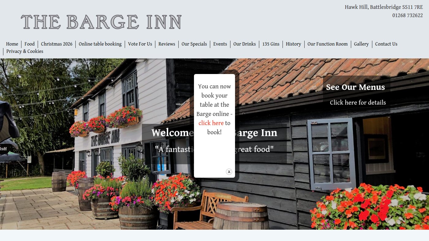 The home page of bargebattlesbridge.co.uk