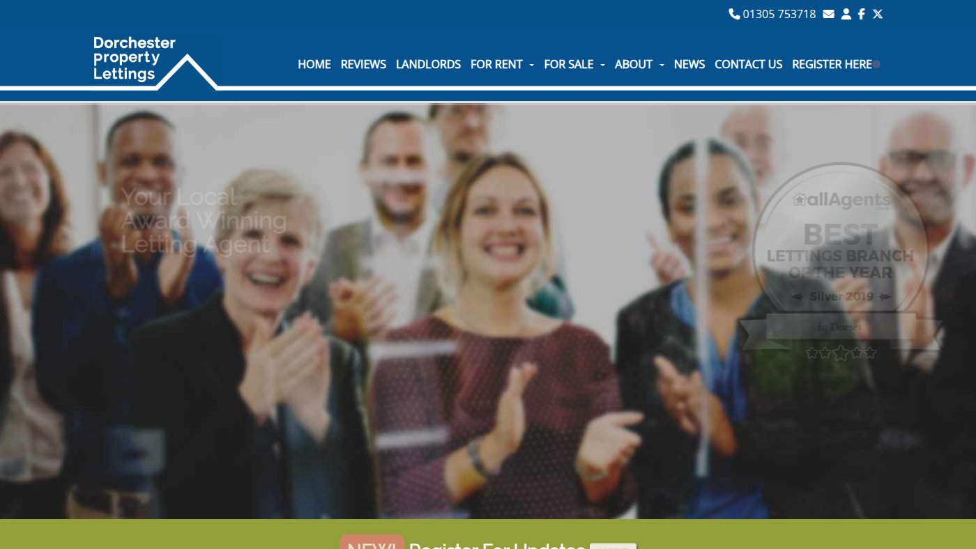The home page of dorchesterpropertylettings.co.uk