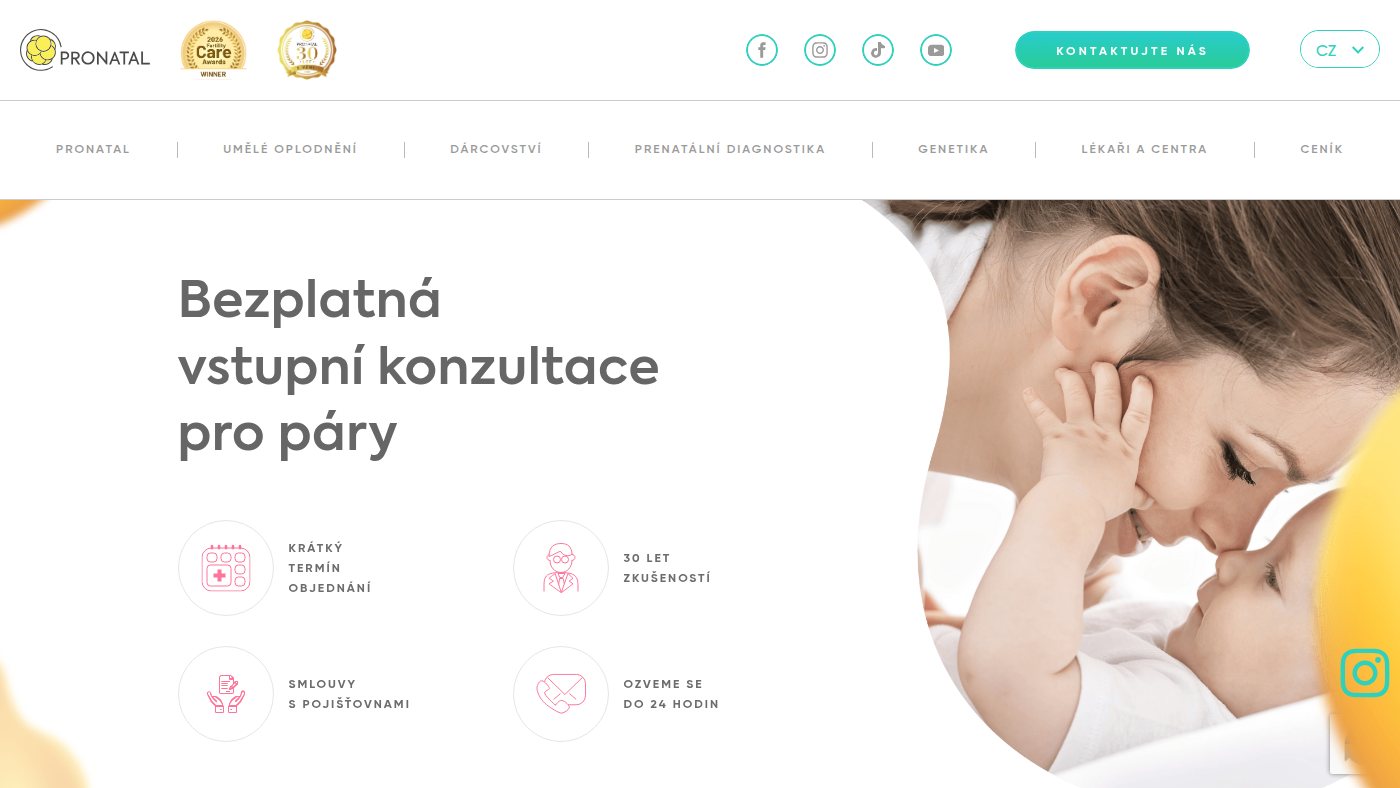The home page of pronatal.cz