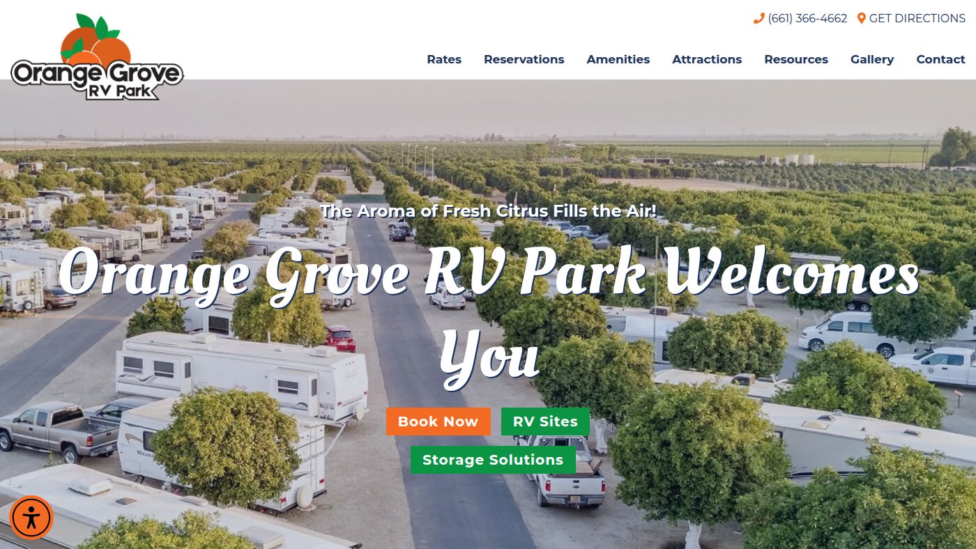 The home page of orangegrovervpark.com