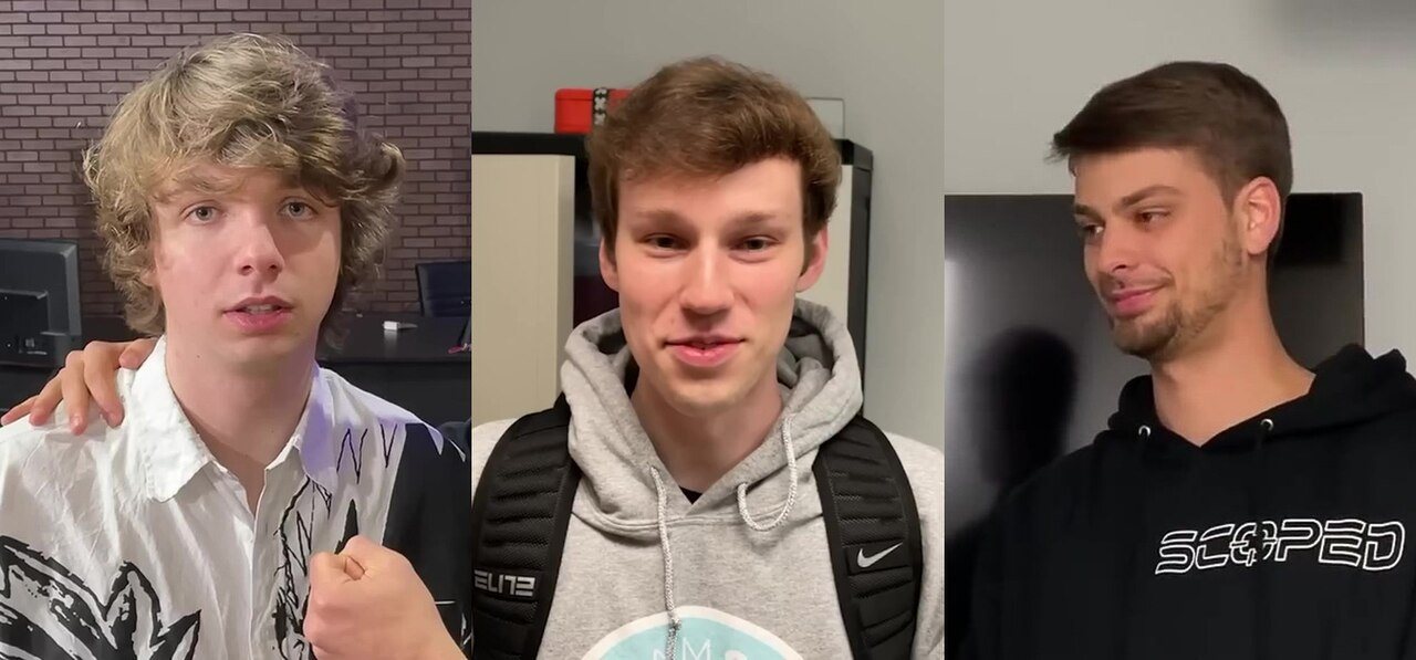 Aktuelle Mitglieder des MrBeast-Teams, von links nach rechts: Karl Jacobs, Nolan Hansen und Chandler Hallow