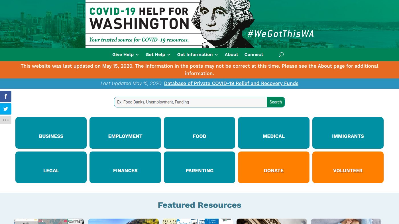 The home page of covid19helpwa.org