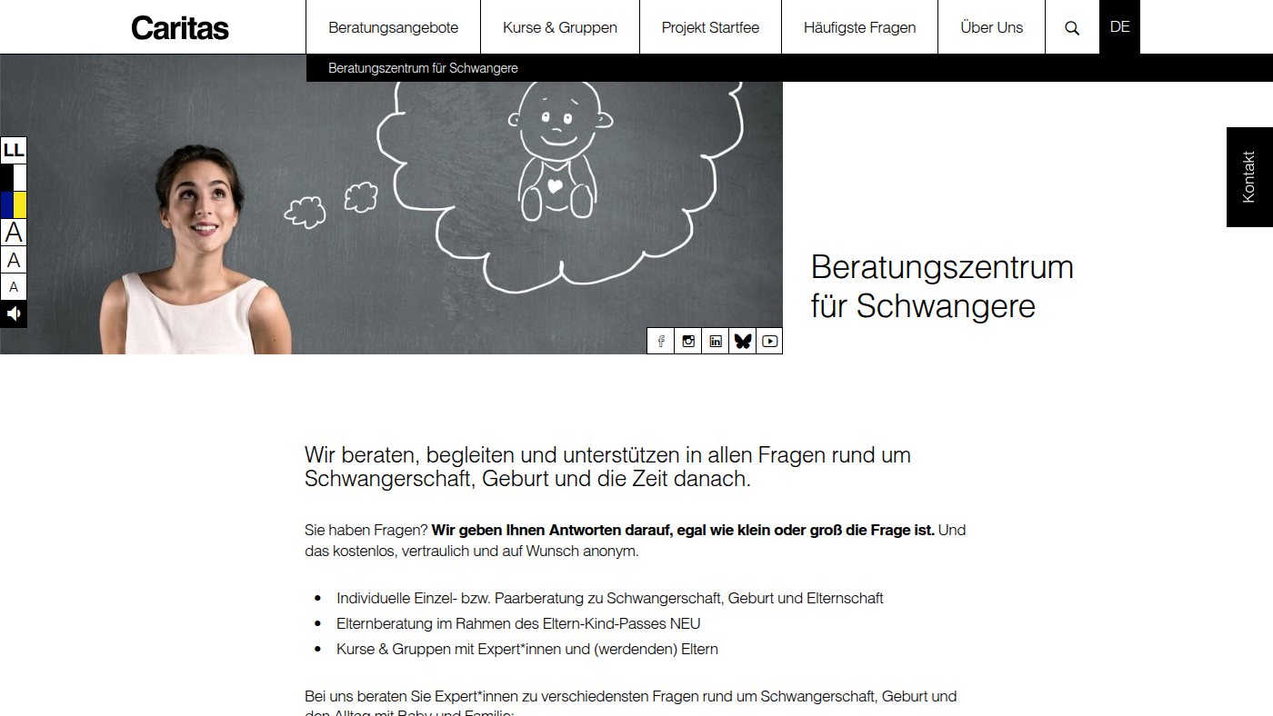 The home page of schwangerenberatung.at