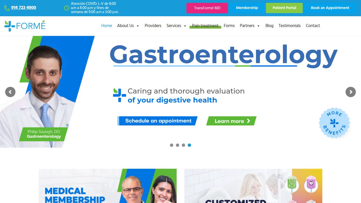 The home page of formemedicalcenter.com