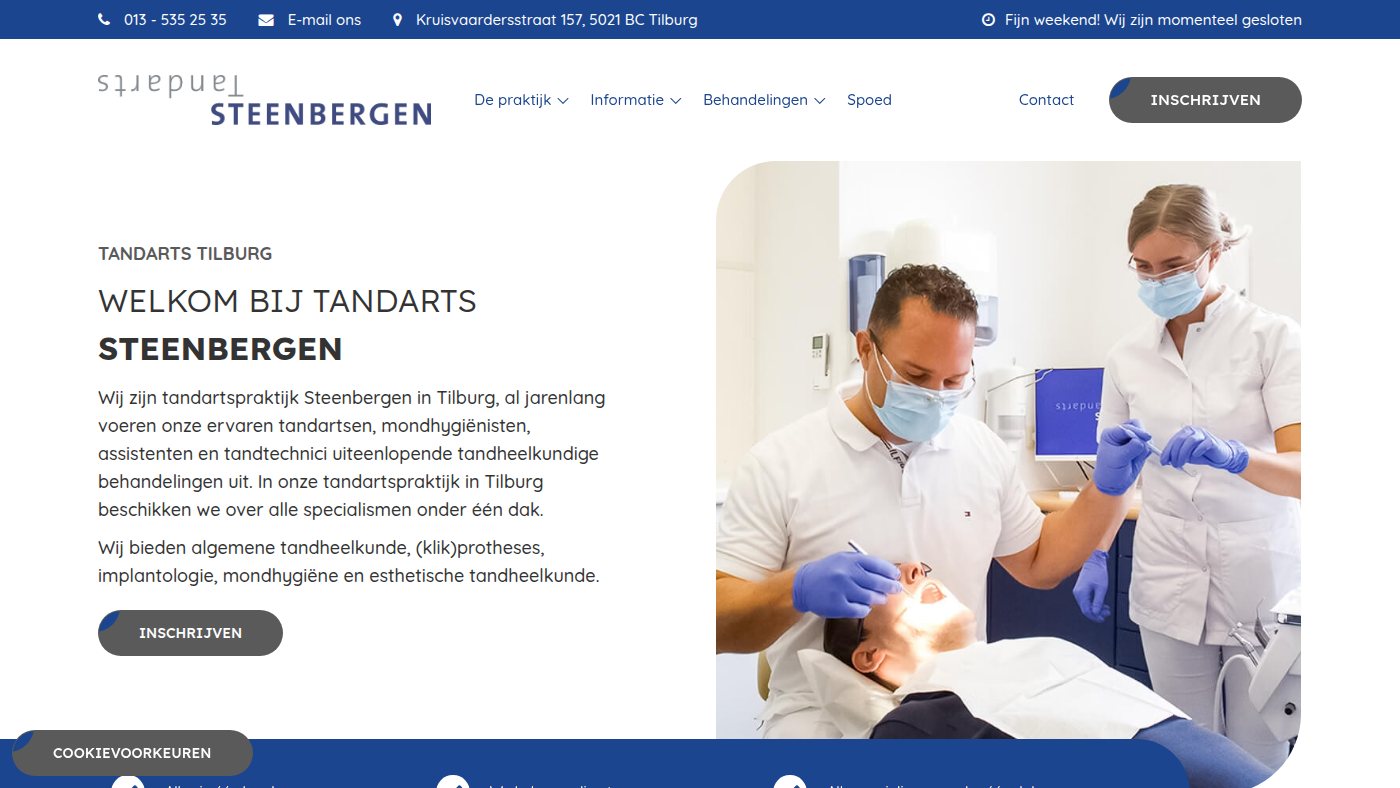 The home page of tandarts-steenbergen.nl