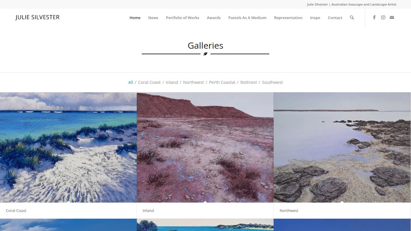 The home page of juliesilvester.com.au