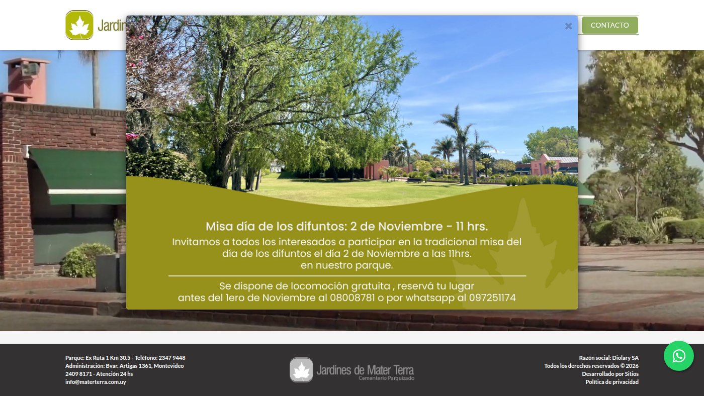 The home page of materterra.com.uy