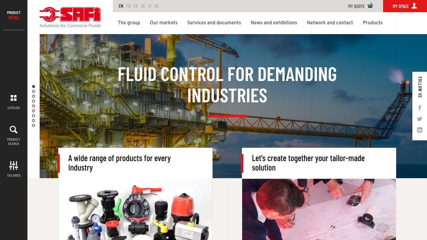 The home page of safi-valves.com