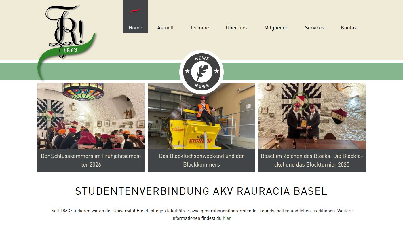 The home page of rauracia.ch