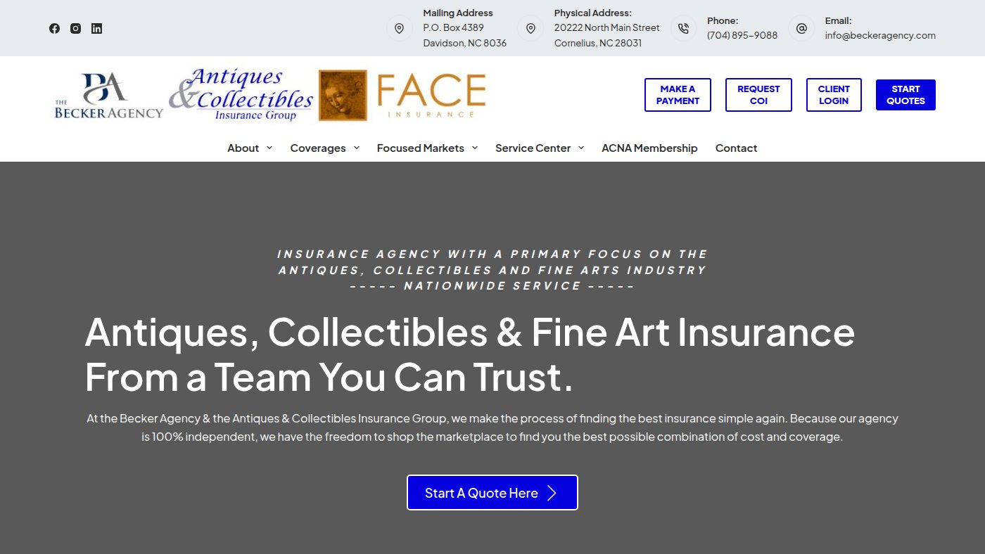 The home page of aciginsurance.com