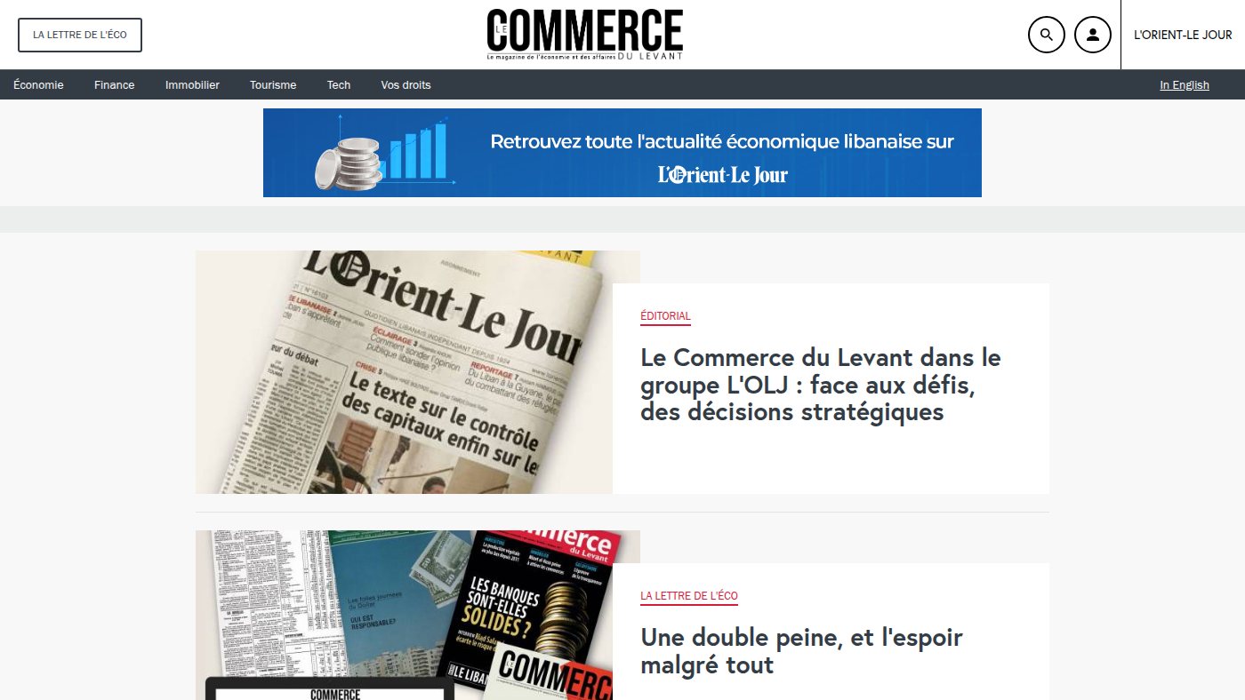 The home page of lecommercedulevant.com